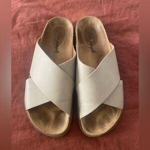 Free People Beige Cross Strap Sandals